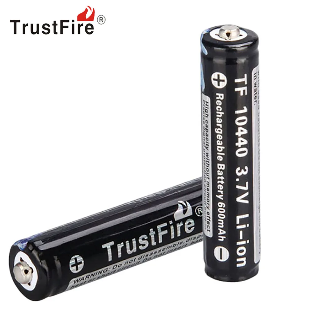 

2pcs TrustFire 10440 Battery 3.7V 600mAh 10440 Rechargeable Li-ion Battery with Protected PCB for LED Flashlight Headlamp