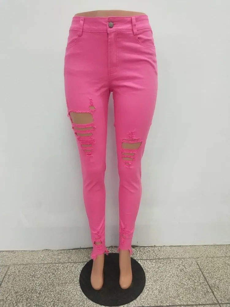 OKAYOASIS, Новые Сексуальные женские джинсовые штаны, облегающие Летние повседневные штаны, женские длинные штаны с дырочками