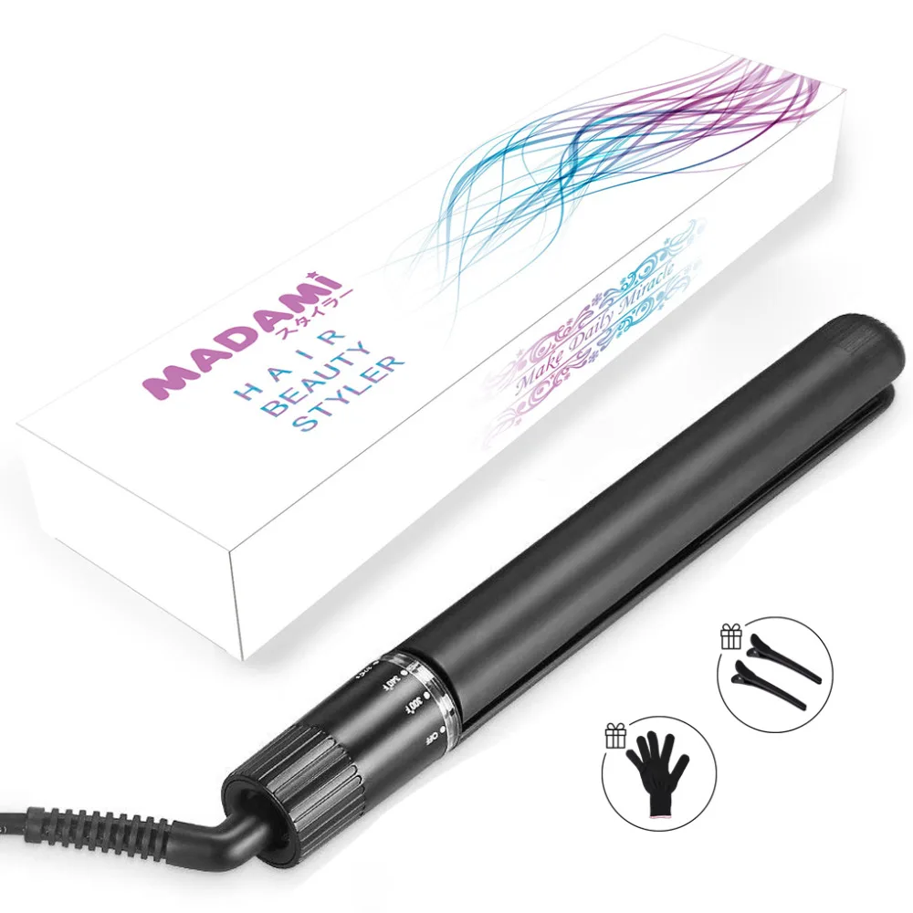 MADAMI 2 In 1 Curling And Straightening Iron All Hair Types No Damaging Ceramic Plates Adjustable Temperature Rotating Flat Iron (11)