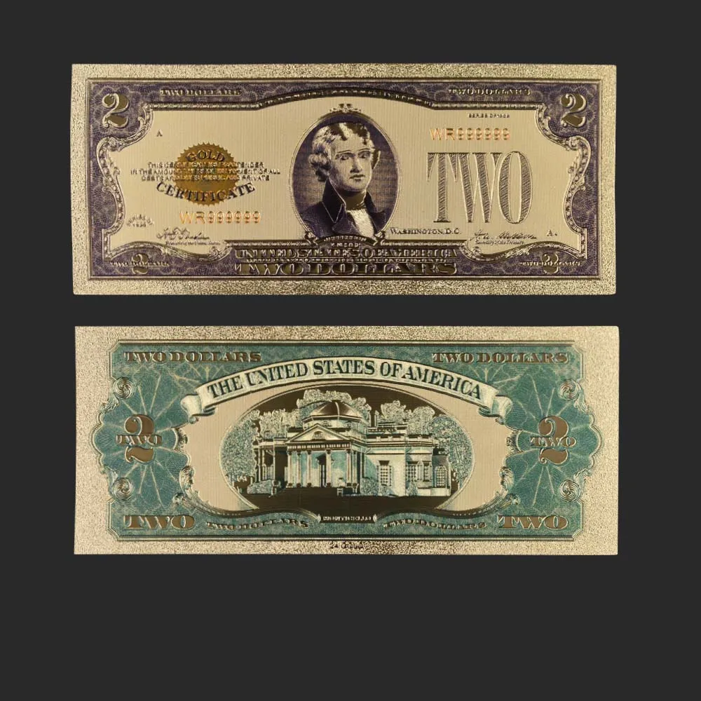 

Paper Money 1928 US Gold Banknotes USA Gold Foil 2 Dollar Bill Note Gold Banknote Collection Home Decor