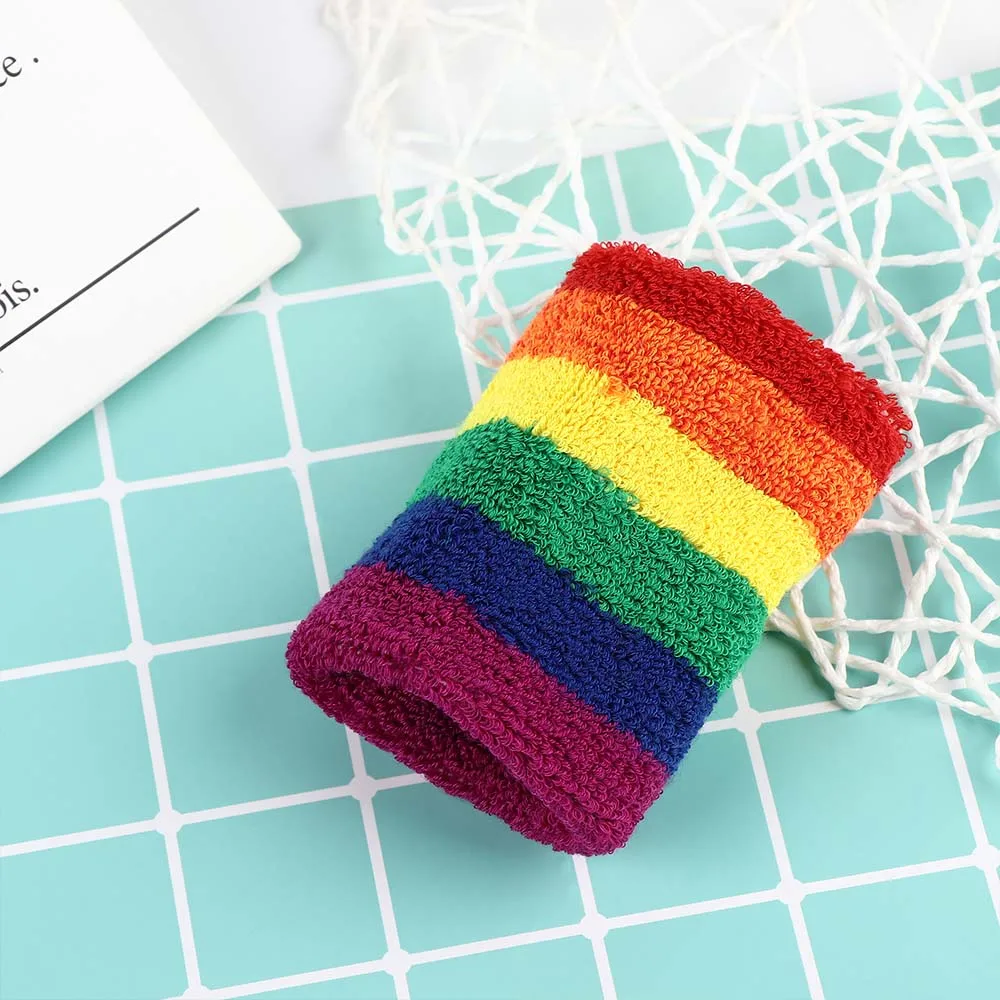 Breathable Warm Bracers Rainbow Color Soft Cotton Wrap Hand Badminton Running Fitness Men Women Wristband wrist brace wrist guard wrist straps wrist support wrist support band wrist sweatband