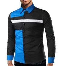 Fengguilai модная мужская рубашка Топы с длинными рукавами хлопок хит цвет сшивание повседневные мужские рубашки тонкие мужские рубашки Xxl