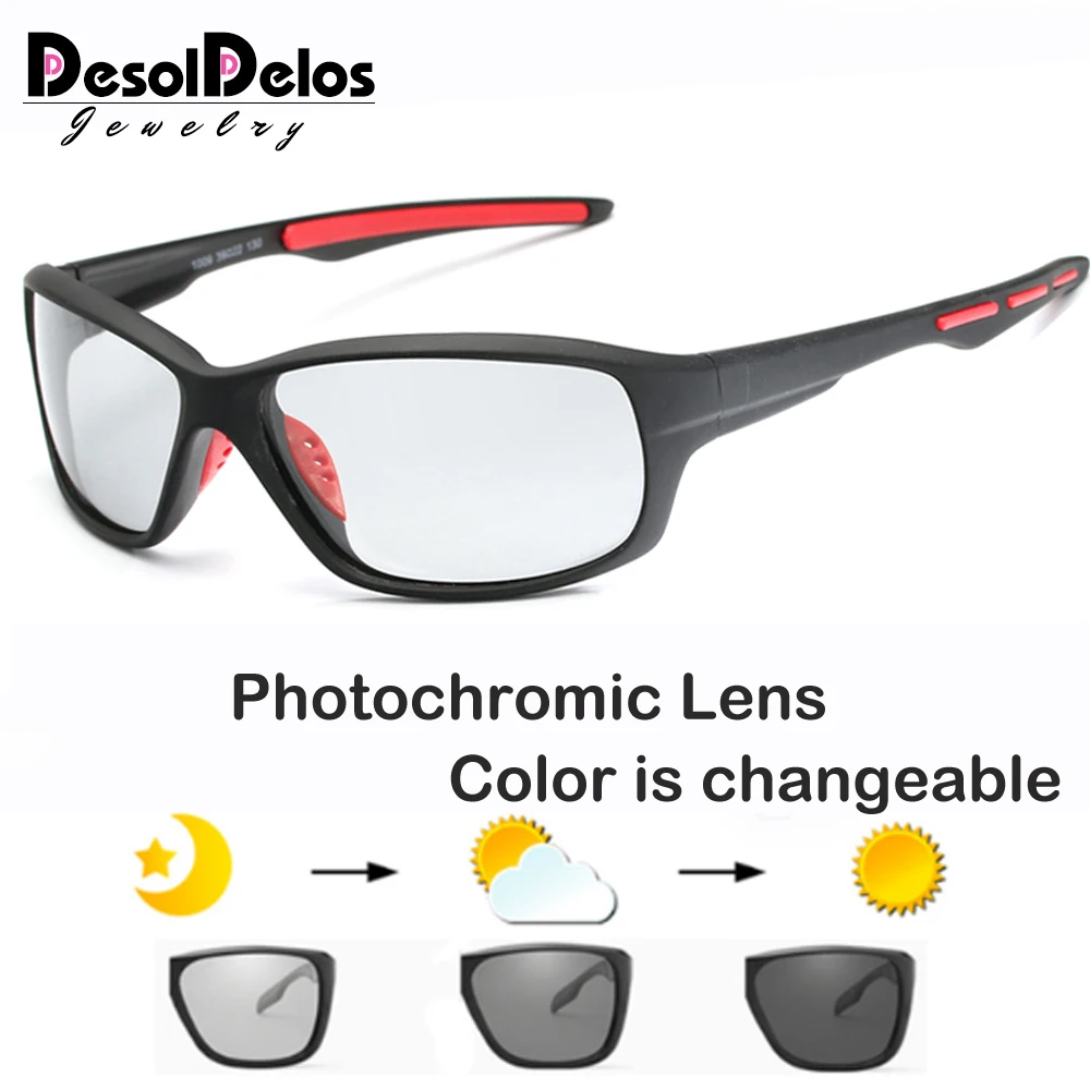 

2019 Brand Photochromic Sunglasses Men Polarized Chameleon Discoloration Sun Glasses Outdoors Square Driving Men Accessories