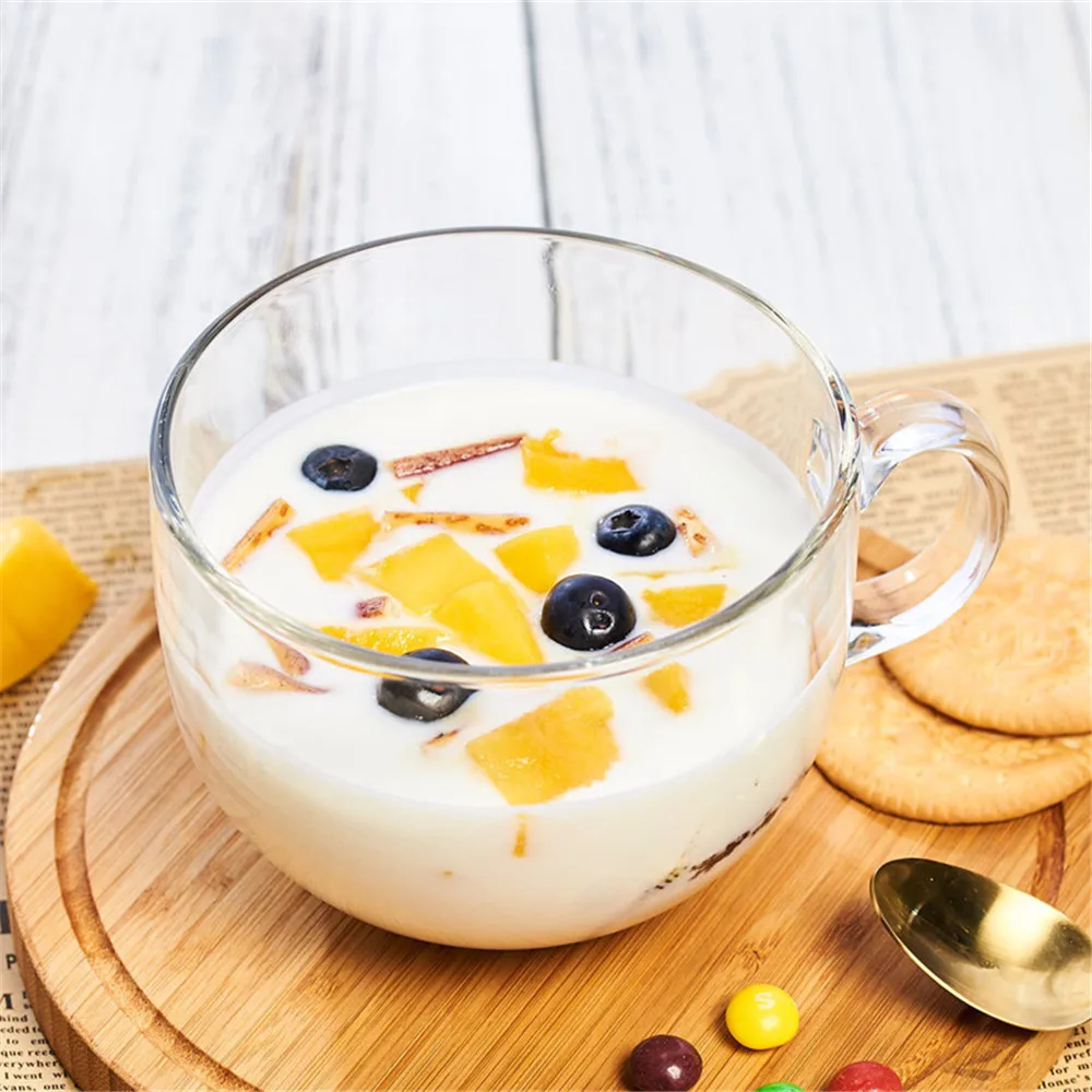 

Lovely Glass Transparent Breakfast Cup Coffee Tea Milk Yogurt Mug 480ML Creative Good Morning Mug Gifts