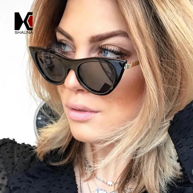 Женские маленькие темные очки SHAUNA солнцезащитные &quotкошачий глаз&quot|Женские