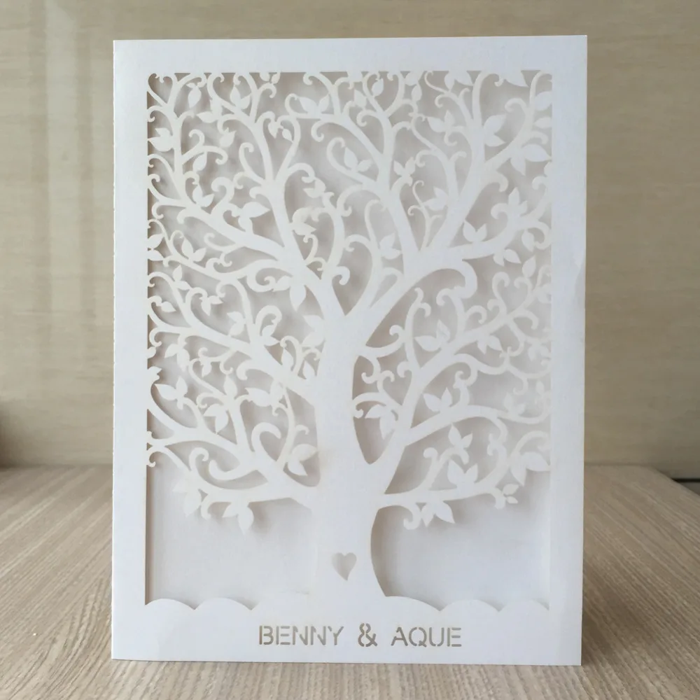 

100PCS Love Heart Tree Laser Cut Wedding Invitations Party Table Name Place Cards for Party Souvenirs Wedding Favors Decorations