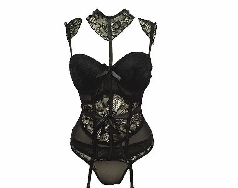 

sexy lingerie Sexy black lace lingerie suit Gout bowknot appeal corset dress
