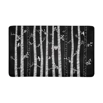 

Chalkboard Birch Or Aspen Trees with Autumn Leaves and Love Birds An-ti Slip Indoor Doormat Entrance floor mats carpet