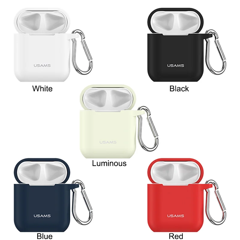 USAMS чехол для наушников AirPods силиконовый защитный светящийся беспроводной Bluetooth