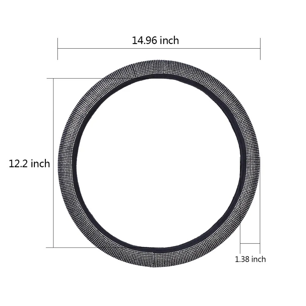 Автомобильный Блестящий бриллиантовый женский чехол для рулевого колеса автомобиля грузовика Мягкий Нескользящий Чехол для автомобильного рулевого колеса 38 см