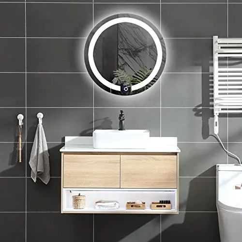 

DIYHD D:23.6" Wall Mount Round Led Lighted Bathroom Mirror Vanity Defogger Lights Touch Light Mirror (Dia:23.6")