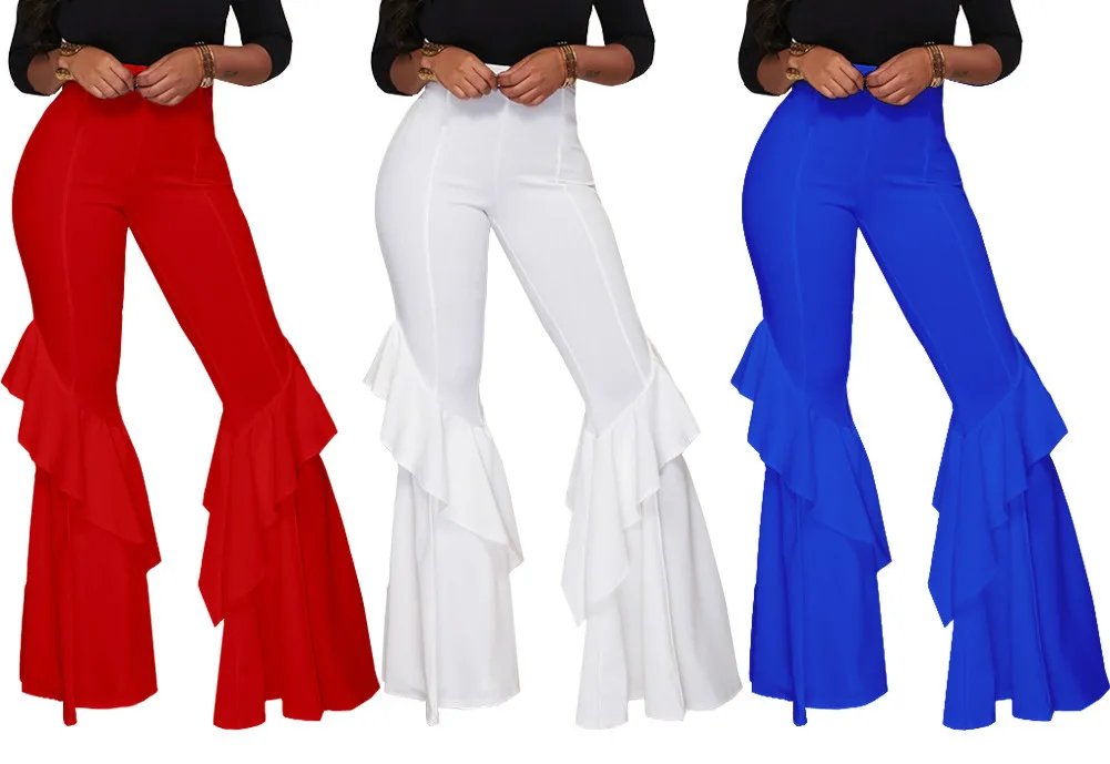 4 Colors IMYSEN Fashion Women Wide Leg Pants Autumn Solid Red Blue ...