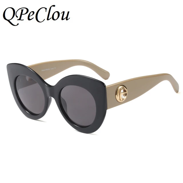Qpeclou 2018 New Big Frame Cat Eye Sunglasses Women Fashion Brand Hot