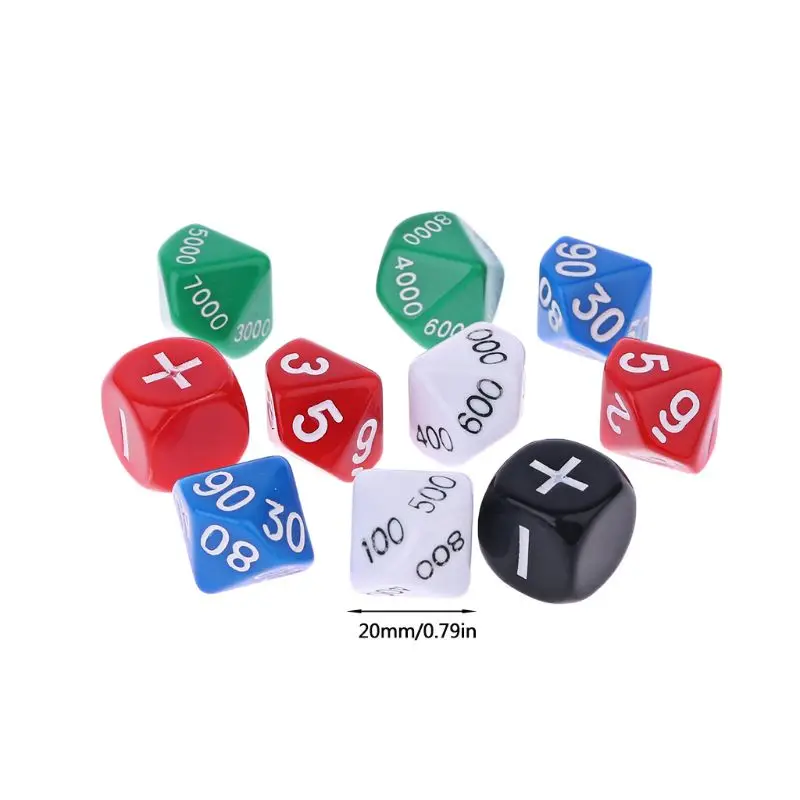 

10pcs/set D10 10-Sided Opaque Polyhedral Dices For D&D MTG Role Playing Table Games Children Counting 20mm