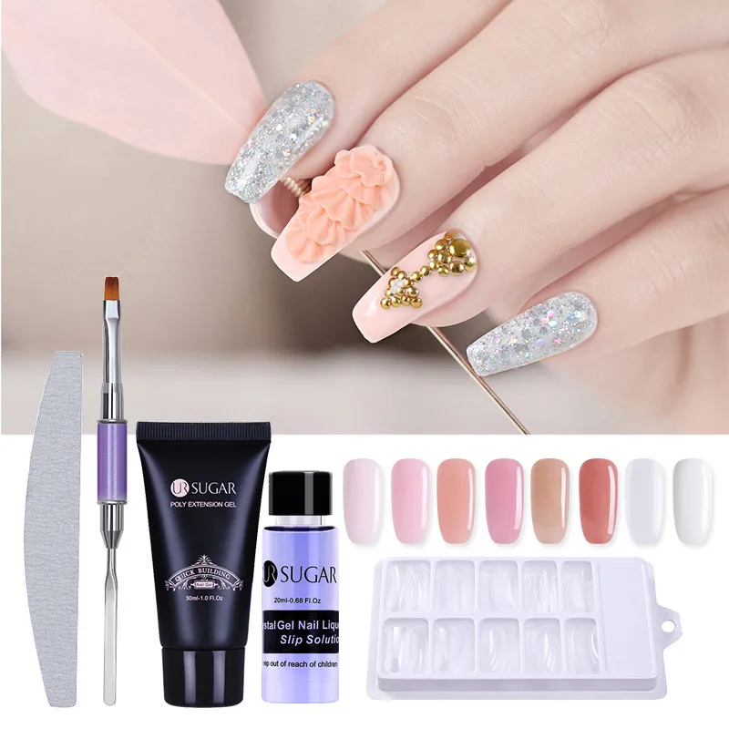 

UR SUGAR 30ml Poly Crystal Gel Varnish Quick Building Nail Tips Finger Extension Jelly Nail Art UV LED Hard Acrylic Builder Nail