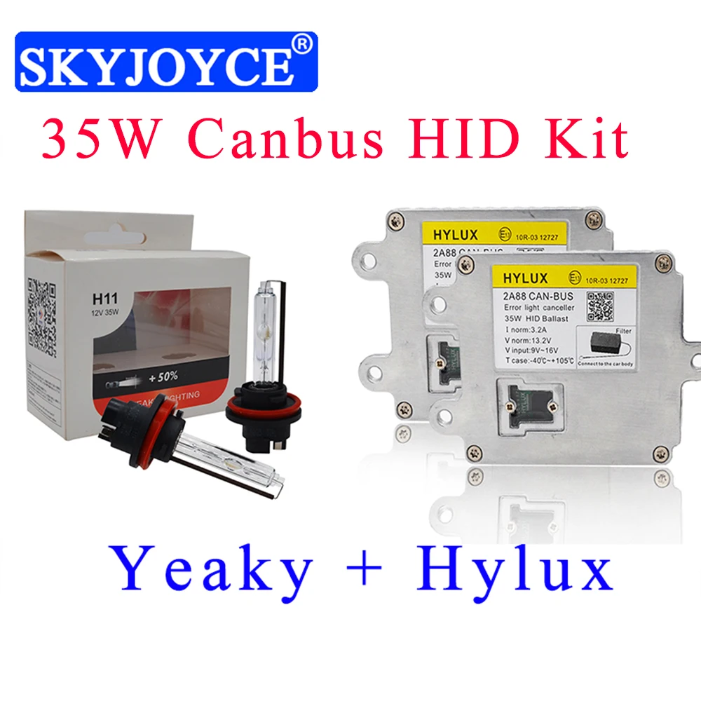 35W Yeaky Canbus HID комплект 4500K H1 H7 H11 5500K 9005 9006 9012 D2H Yeaky HID лампы 6500K Hylux 2A88 AC 35W Canbus HID балласт комплект