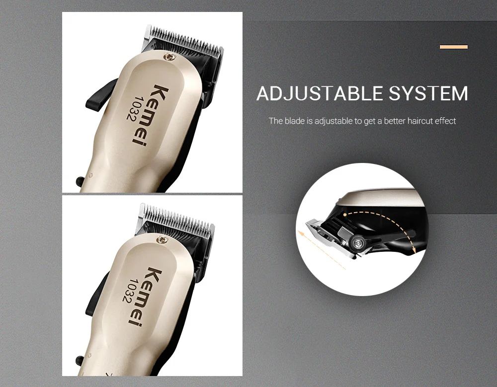 Kemei KM - 1032 Adjustable Cordless Powerful Motor Hair Clipper with 4 Guide Comb