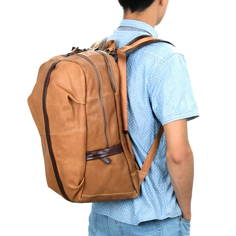 Мужской рюкзак из натуральной коровьей кожи 17 дюймов, сумки для ноутбука, дорожные сумки, Бизнес Повседневный школьный рюкзак, рюкзак для книг, рюкзаки, сумки с защитой от кражи