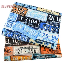 MoTiRo, полуметр, холщовая ткань с принтом, серия автомобильных номерных знаков для ручной работы/DIY/квилтинга/шитья/дивана/подушки/материал занавеса