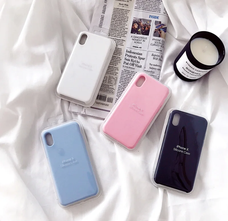 

For Simple net red with the same paragraph solid color silicone mobile phone shell for iphone7/8plus Apple xs XR photo with good