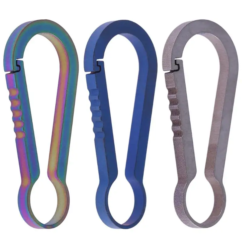 

1Pcs EDC Titanium Ti Alloy TC4 Spring Carabiner Keychain Holder Snap Hook Hanger Carabiner Climbing Nut Backpack Buckle 3 Color