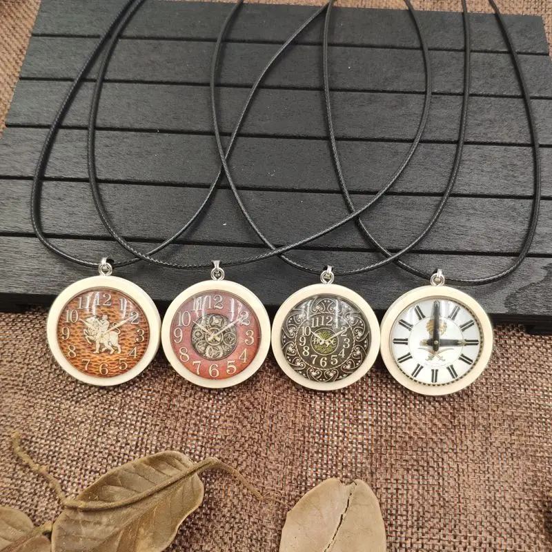 Creative Necklace Wood Wooden Pendant Rope Time Gem Clock Watch Retro Antique Classic Boy Birthday Gift AA019-030 | Украшения и
