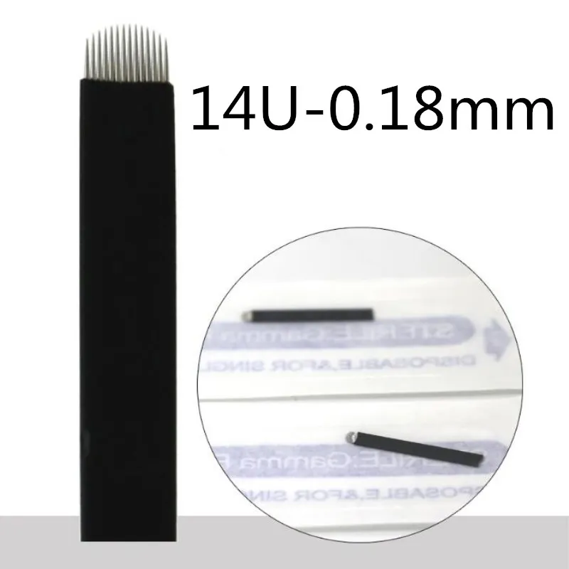 500 шт 0 18 мм Flex Nano Laminas Microblading Tebori Agulha 12/14/18 u образная игла для тату бровей