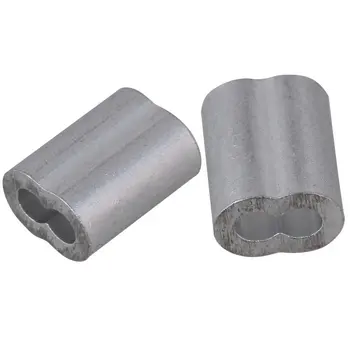 

2.5mm Double Ferrules Sliver Aluminum Crimping Loop Wire Rope Clip Sleeves Clamps for M2.5 Wire Rope Pack of 200