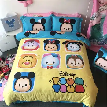 

Disney Mickey bedding sets twin size Comforter bedlinens for kids bedroom cotton quilt cover flat bed sheets pillowcase 3/4/5pc