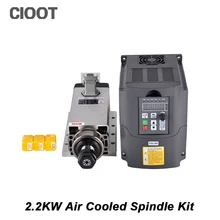 CNC Spindle 2.2KW Router Spindle Air-cooled Square Spindle Motor + 220V Inverter + 3pcs ER20 Collet For Milling Machine Tools