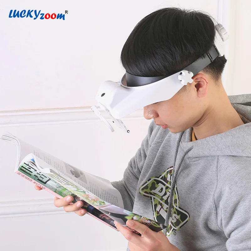 Beste Hoofdband Helm Vergrootglas Vergrootglazen LED Verlichte Lamp Vergrootglas 1.5X, 2X, 2.5X, 3X, 3.5X, 8X Lezen Detector Loupe