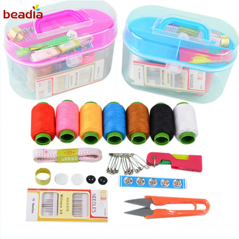 Sewing Tools Kit Full Set Threader Needle Measure Tape Scissor Mini
