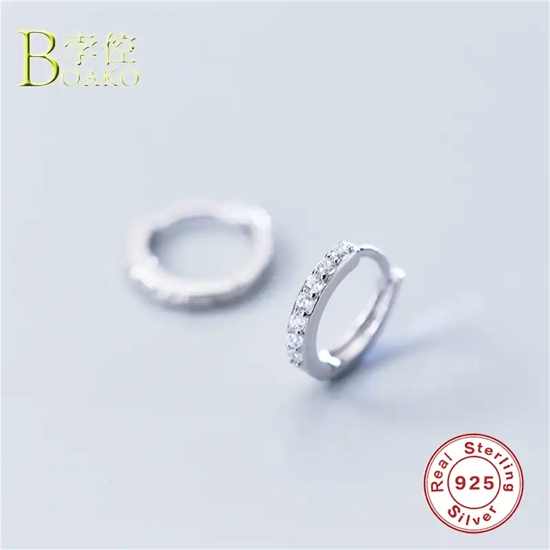 Серьги BOAKO из стерлингового серебра 925 пробы для женщин и мужчин, маленькая серьга-кольцо, пирсинг, сережки, мини-серьги в стиле хип-хоп, серьг...