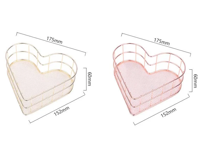Скандинавская железная настольная корзина для хранения косметики Органайзер металлическая сетка в форме сердца Косметическая бижутерия корзина для хранения мелочей коробка 1 штука
