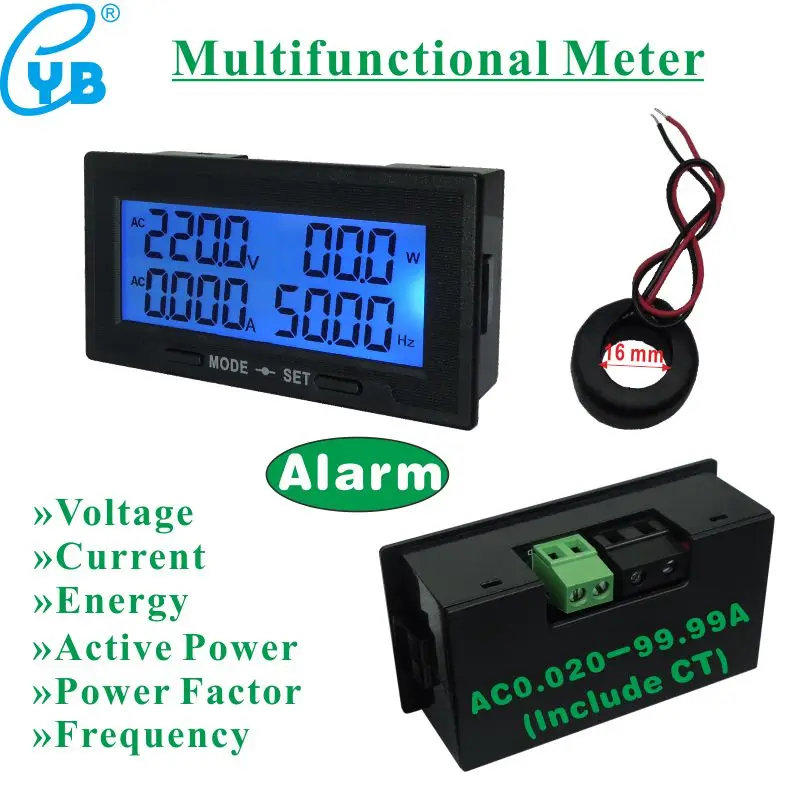 AC 100A LCD Digital Multifunctional Meter Voltage Current Meter AC
