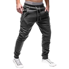 Новые модные Хлопковые Штаны-шаровары для мужчин, спортивные штаны на молнии с завязками для фитнеса, повседневные однотонные Длинные спортивные штаны, большие размеры