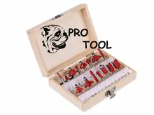 15pc Router Bit Set 1/4″ 6.35mm Shank Wood Carving Tungsten Carbide Tipped Woodworking Milling Cutter Trimming knife w/Wood case