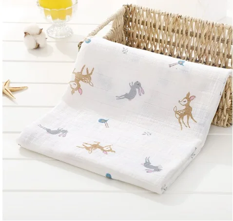 Летнее муслиновое хлопковое детское Пеленальное Одеяло для новорожденных, банное полотенце, Марлевое детское одеяло для коляски, детское Пеленальное Одеяло s - Цвет: W01