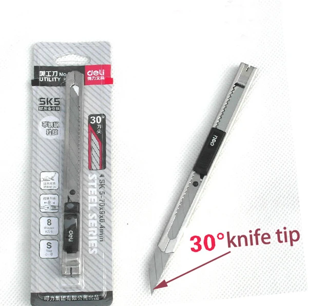 

Deli 2034 the Mini utility knife 30 degree tip . Small mobile phone film tools the Stainless Steel Art Utility Knife