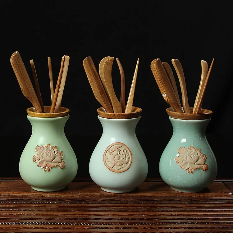Coffee Tea Tools,Bamboo Sets for Tea Ceremony Bamboo Tea Tools Ceramic Tea Accessories,Bamboo Liujunzi