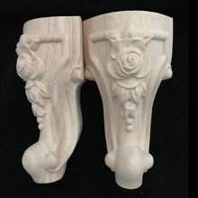 4 шт./лот, деревянные ножки для мебели из дуба, цельный деревянный цветок, резные ТВ-шкаф, ножки для сиденья, без с рисунком, деревянные ножки для дивана и стола, B530