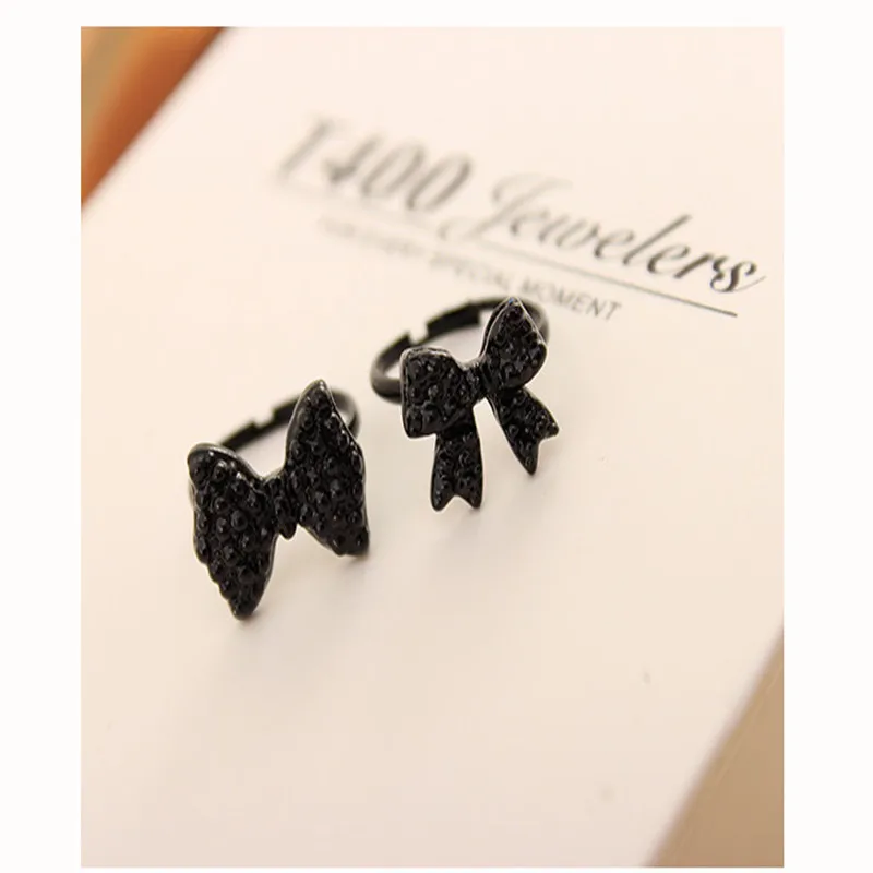 1Pcs New 2018 Fashion Jewelry Cheap Black Butterfly Bow Finger Ring For Women Girls Accessories Personality Lovely | Украшения и