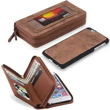 2 in 1 Multifunction Detachable Magnetic Bag Case for iPhone 6 s 6s 7 Plus 6Plus Phone Leather Wallet Zipper Cover Coque Capinha