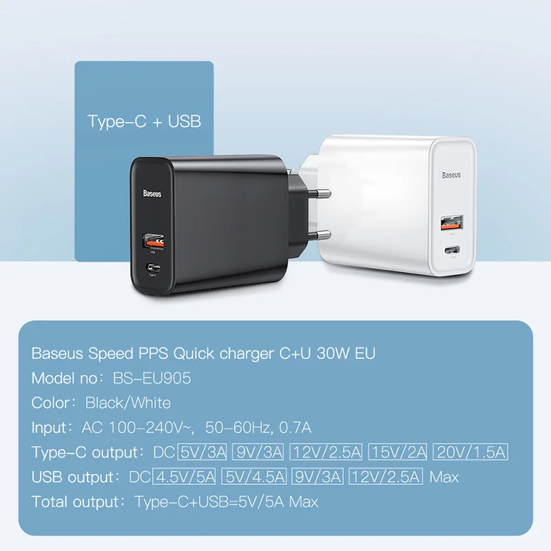 Продажа Baseus 30 Вт Быстрая зарядка 4,0 3,0 font b USB b font зарядное устройство для Xiaomi huawei 5A Supercharge Dual font b usb b font type C PD 3,0 быстрое зарядное устройство для iPhone X XS