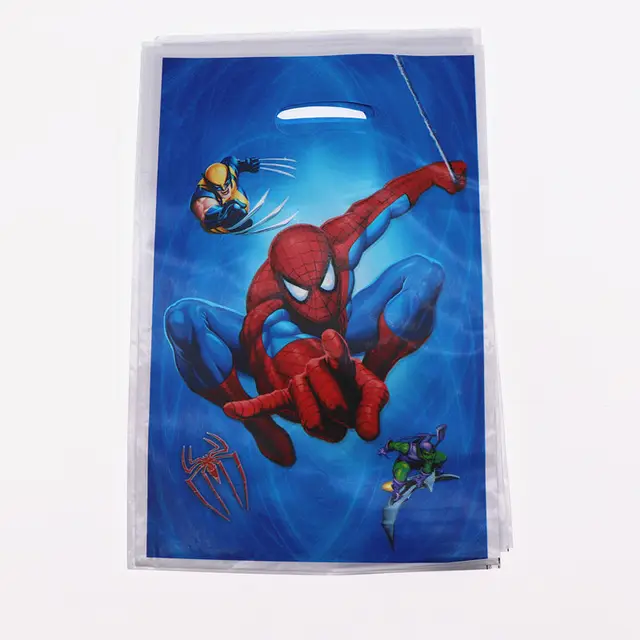 Superhero spider man spiderman embroidery baby kid cute Cartoon Spiderman Plate Flags Candy Box Gift bag Birthday Christmas