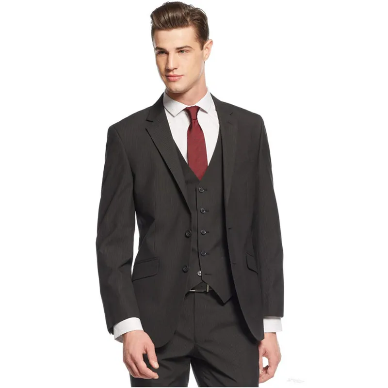 Индивидуальный заказ Slim Fit серый уголь Для мужчин Нарядные Костюмы для свадьбы смокинг жениха для Для мужчин Бизнес костюмы Для мужчин