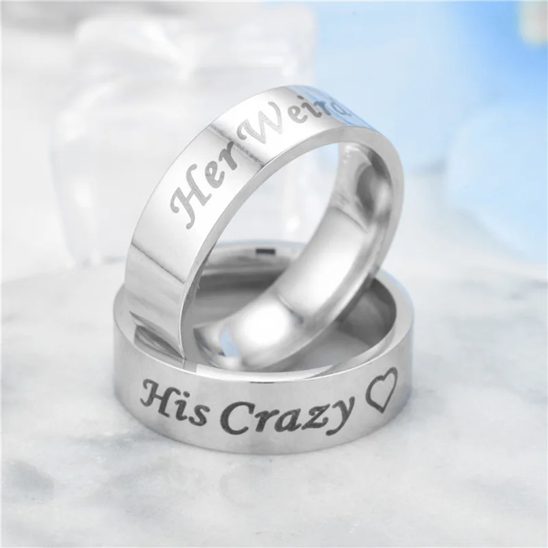 Кольцо из титановой стали с надписью His Crazy Her Weirdo|ring wedding|wedding bandtitanium steel |