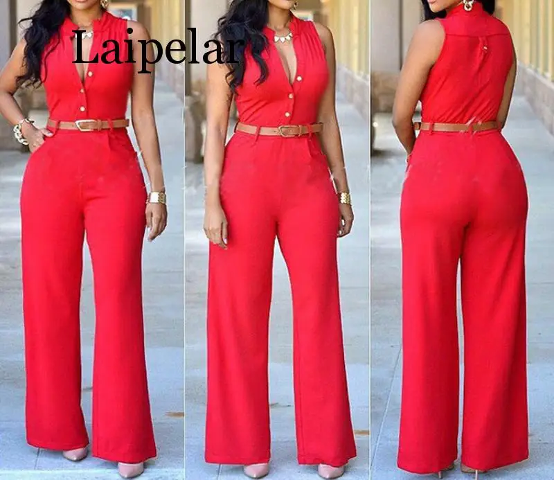 

Laipelar Women v-neck wide leg pants rompers women jumpsuit sexy jumpsuits for women 2019 women jumpsuits plus size