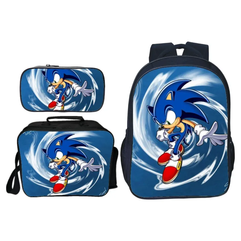 3 шт./компл. рюкзаки Sonic Shadow для детей с мультяшным принтом школьные сумки
