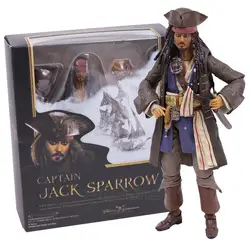 SHFiguarts Пираты Карибского моря Капитан Джек Воробей ПВХ фигурку Коллекционная модель игрушки 15 см